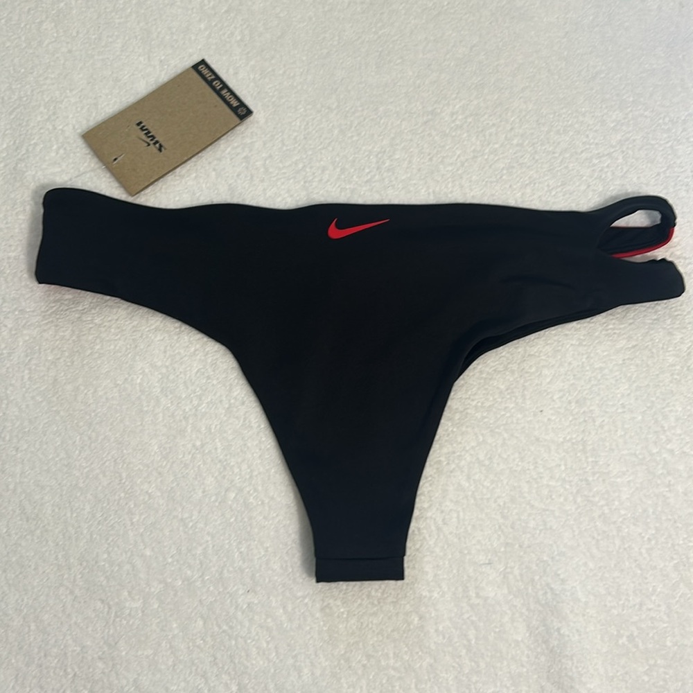 Nike Small Bottoms Bikini Swoosh Block Asymmetrical Icon Sneakerkini Black NWT - Picture 4 of 10
